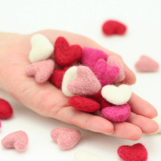 Handmade Felt Hearts (2cm, Pack of 10)