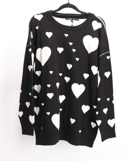 C’est Parfait Love - White & Black Reversible Heart Sweater