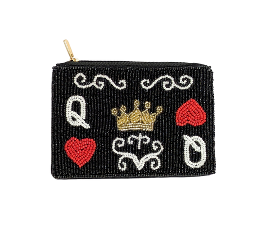 Queen of Hearts Themed Beaded Coin Purse