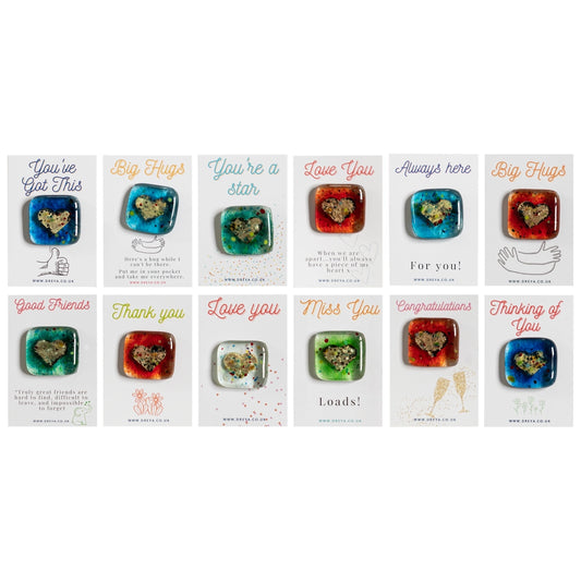 Glass Heart Pocket Charm - Good Luck - Bespoke Hearts