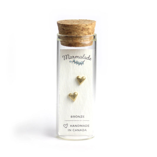 Bronze Heart Studs - Bespoke Hearts