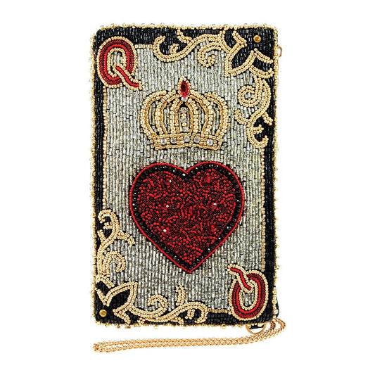 Queen of Hearts Beaded Crossbody Phone Bag