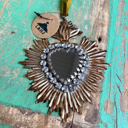 Jewelled Rays Gold Sacred Heart Mirror