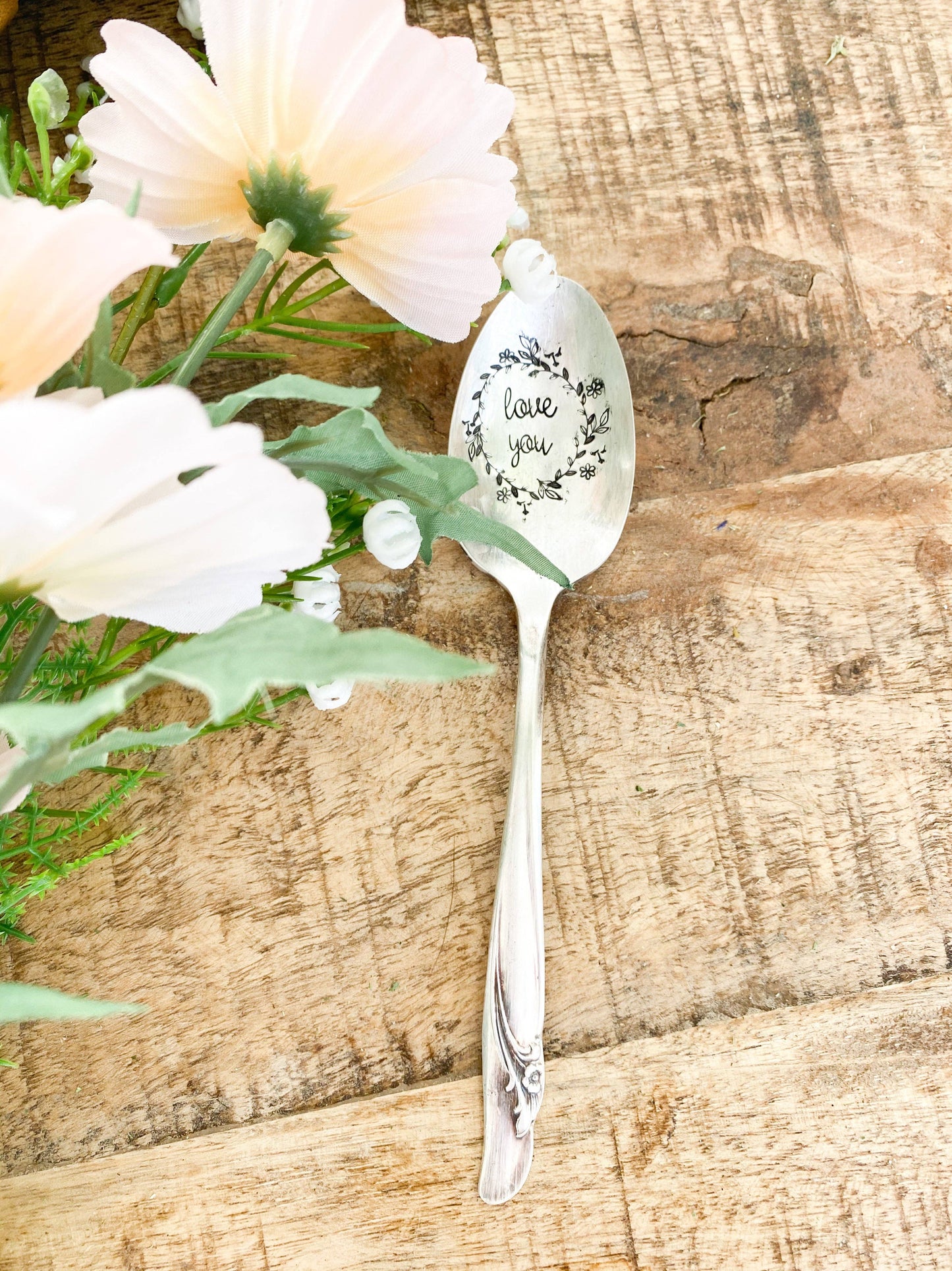 Love You Garland Vintage Stamped Spoon