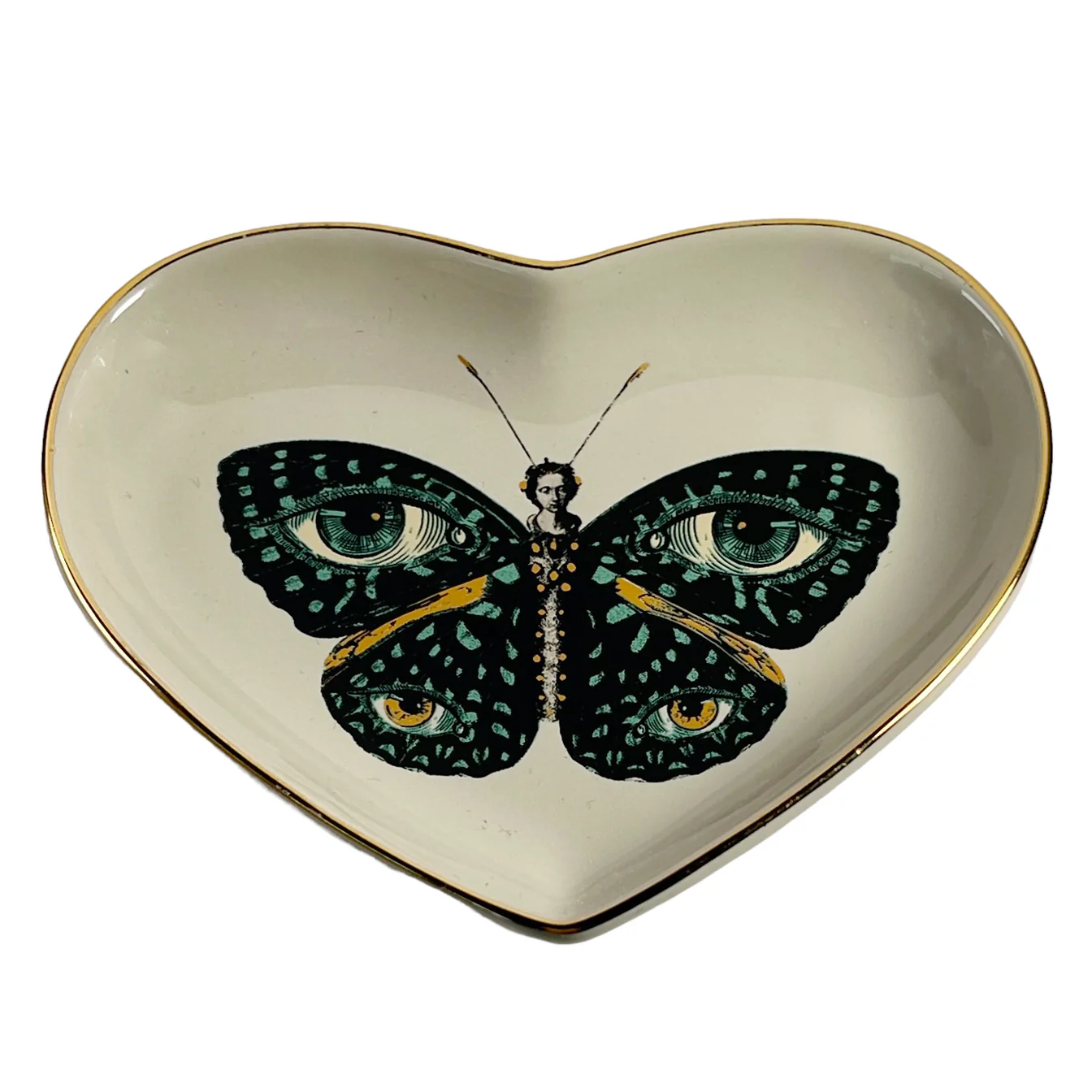 Madame Butterfly Heart Ceramic Trinket Dish