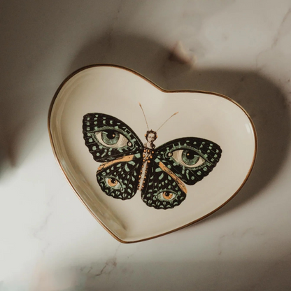 Madame Butterfly Heart Ceramic Trinket Dish