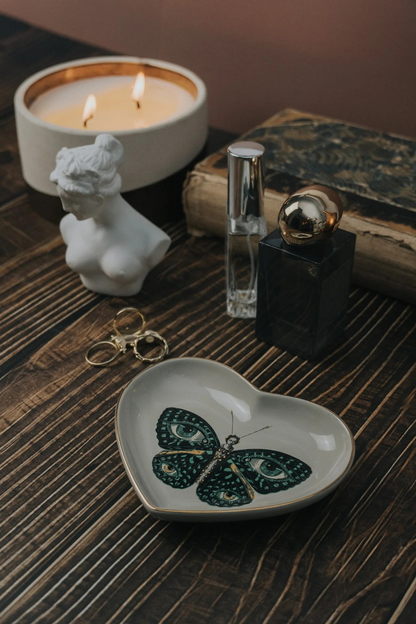 Madame Butterfly Heart Ceramic Trinket Dish