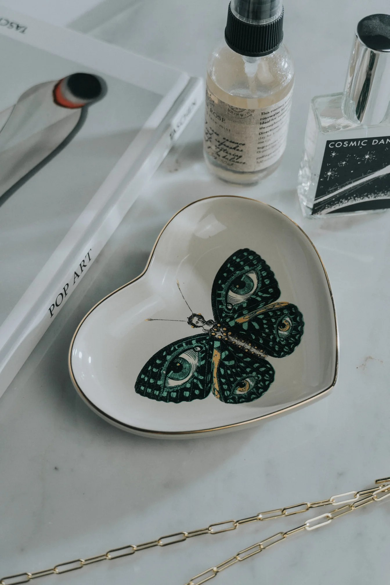 Madame Butterfly Heart Ceramic Trinket Dish