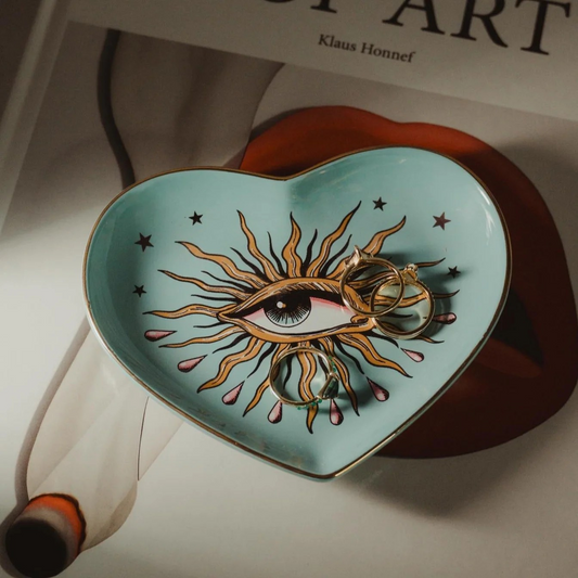 Pop Art Eye Heart Trinket Dish - Sky Blue - Bespoke Hearts