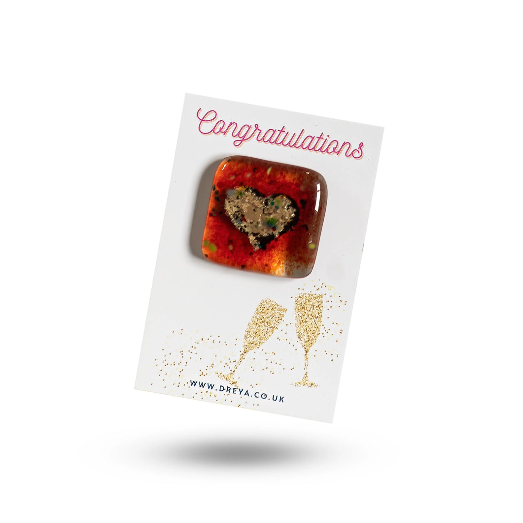 Glass Heart Pocket Charms