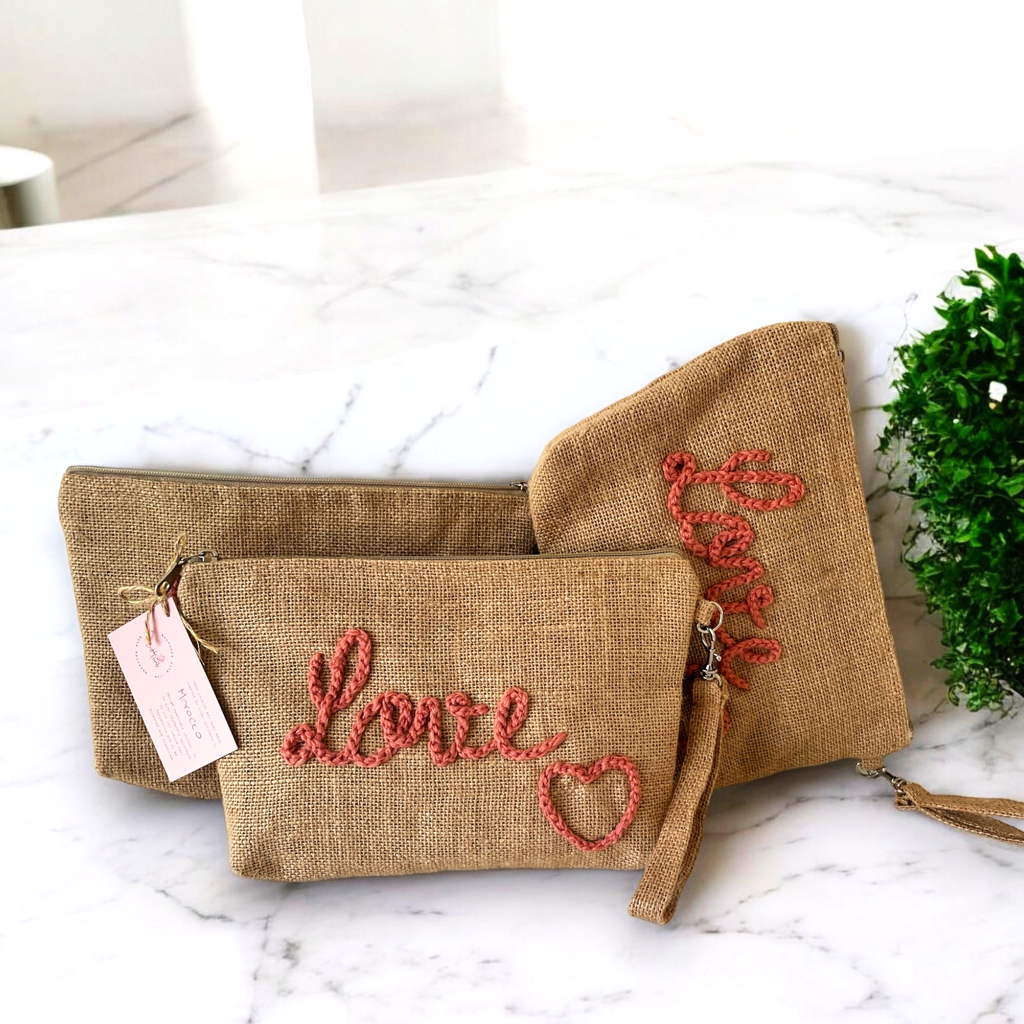 Love Heart Makeup Bag & Wristlet - Blush Pink