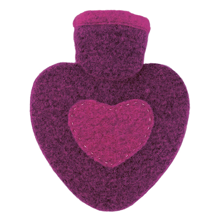 Heart Shaped Hot Water Bottle - Raspberry
