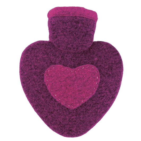 Heart Shaped Hot Water Bottle - Raspberry