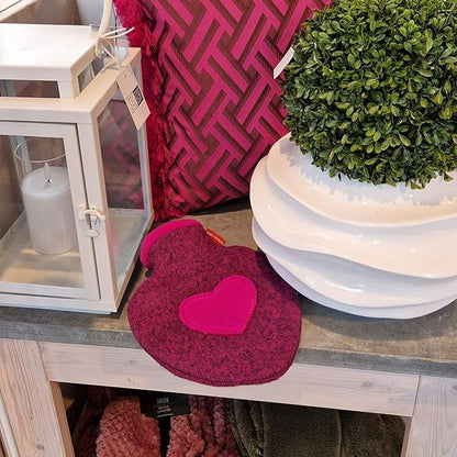 Heart Shaped Hot Water Bottle - Raspberry