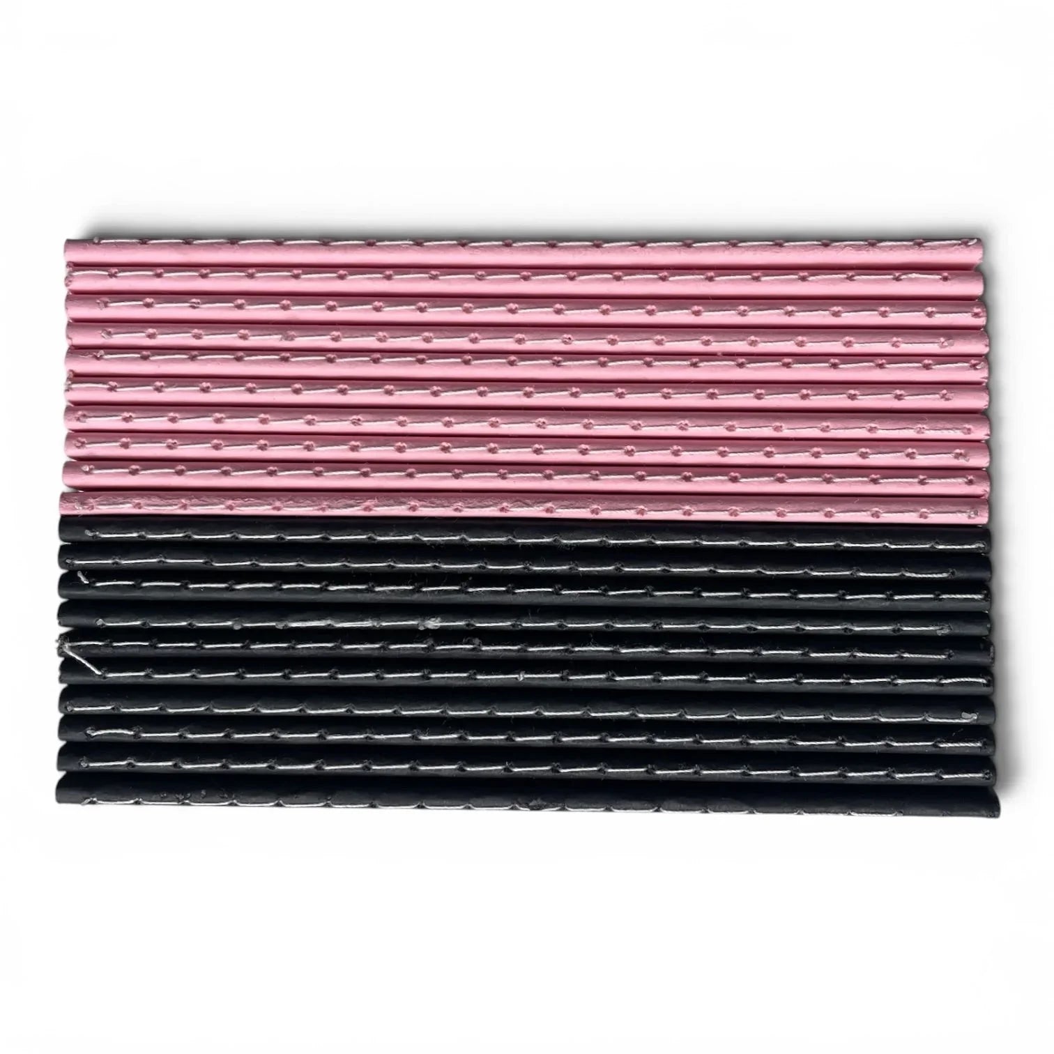 Pink and black heart-stitched leather hair clips, handmade romantic accessories for lovers