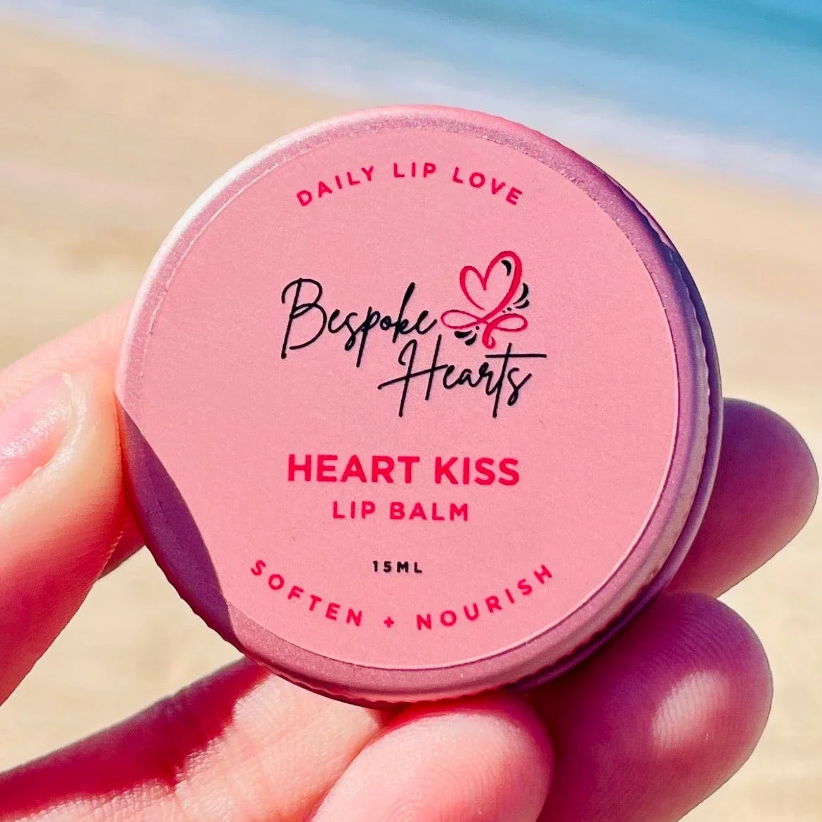 Pink tin of Heart Kiss Lip Love