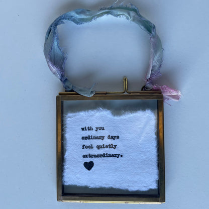 Mini Hand-Typed Quote in Brass Frame (Square)