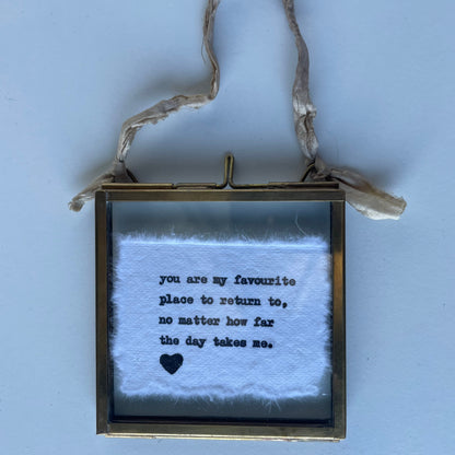 Mini Hand-Typed Quote in Brass Frame (Square)