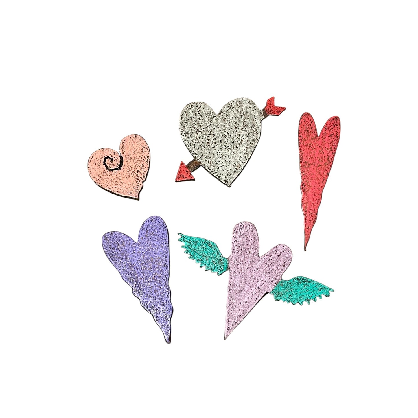Recycled Retro Heart Magnets - Set of 5