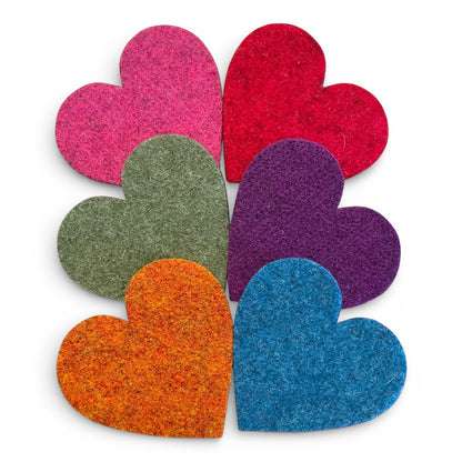 'Heart Holders' - 6 Wool Felt Heart Coasters
