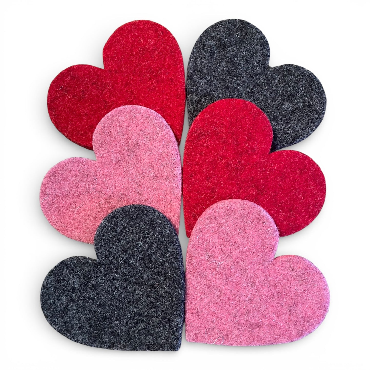 'Heart Holders' - 6 Wool Felt Heart Coasters