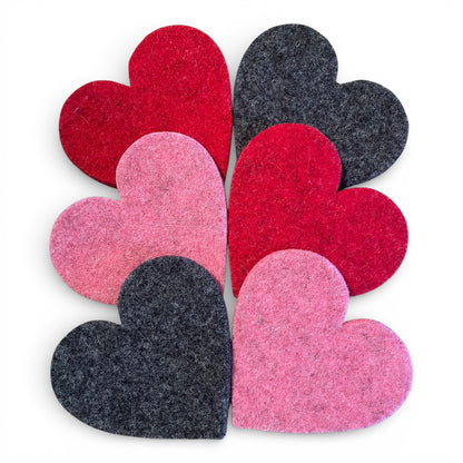 'Heart Holders' - 6 Wool Felt Heart Coasters