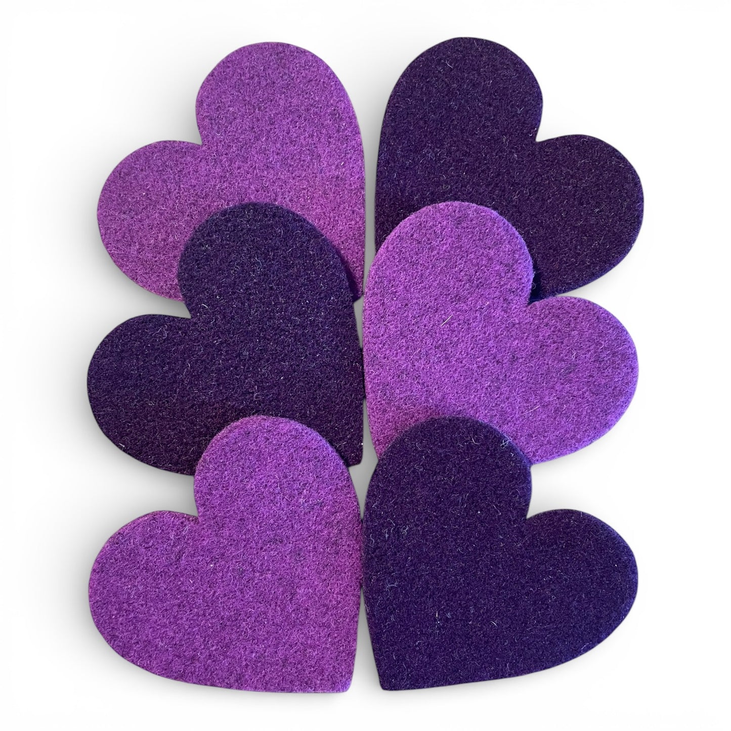 'Heart Holders' - 6 Wool Felt Heart Coasters