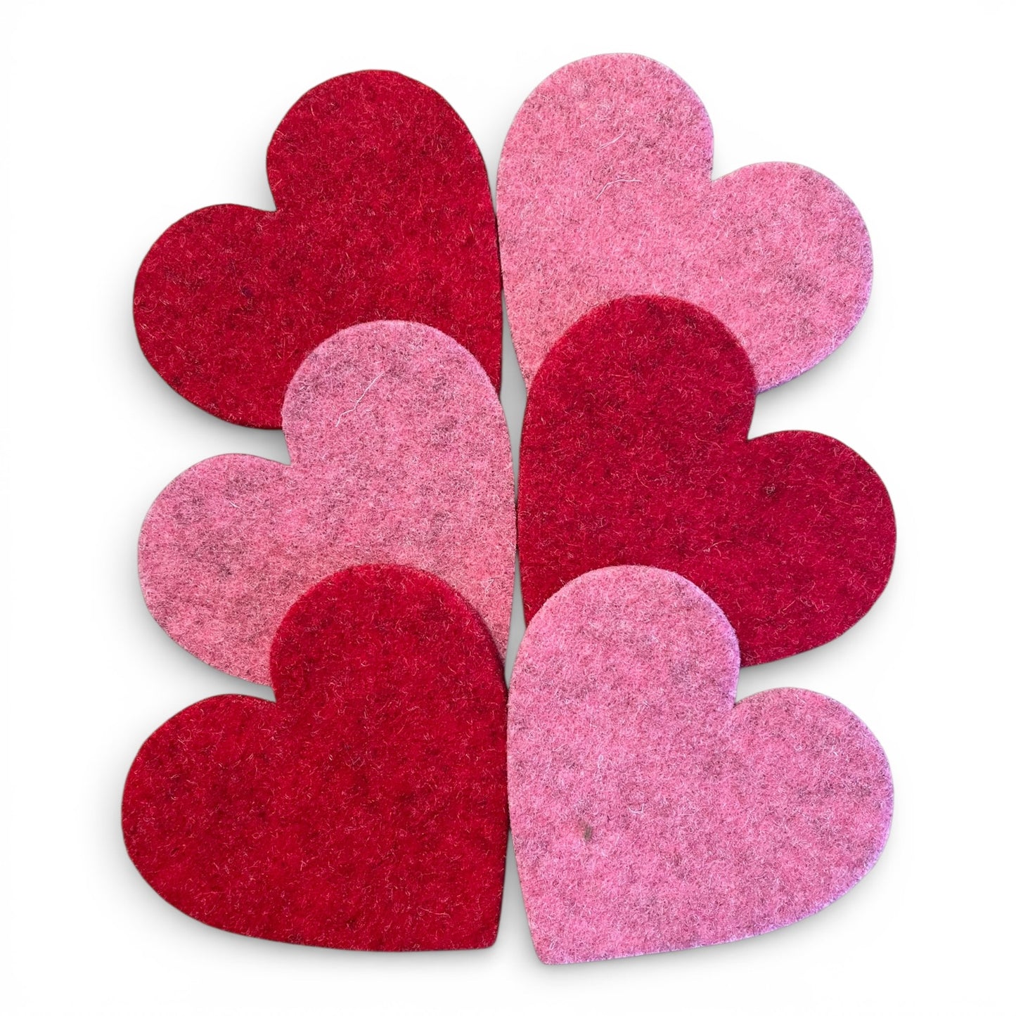 'Heart Holders' - 6 Wool Felt Heart Coasters
