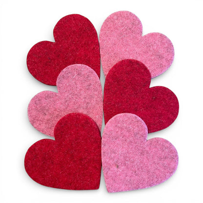 'Heart Holders' - 6 Wool Felt Heart Coasters