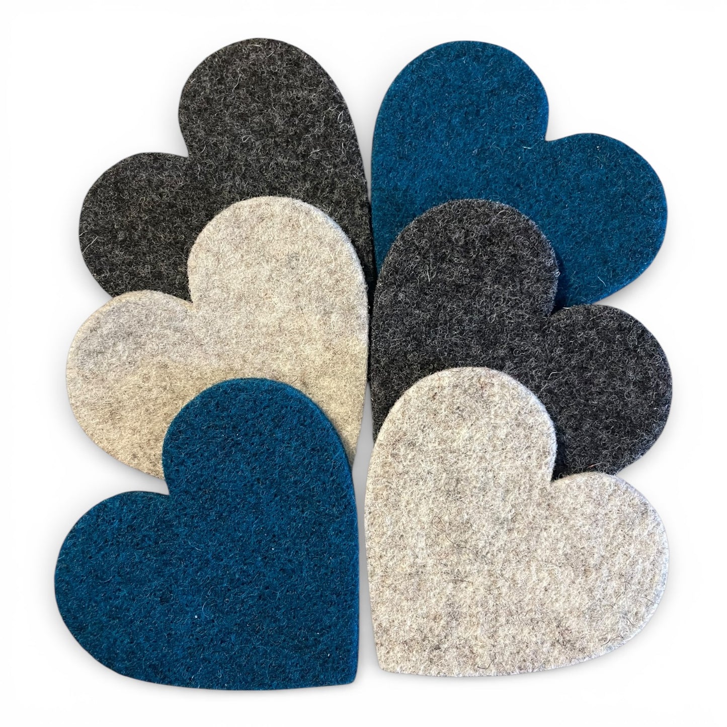'Heart Holders' - 6 Wool Felt Heart Coasters