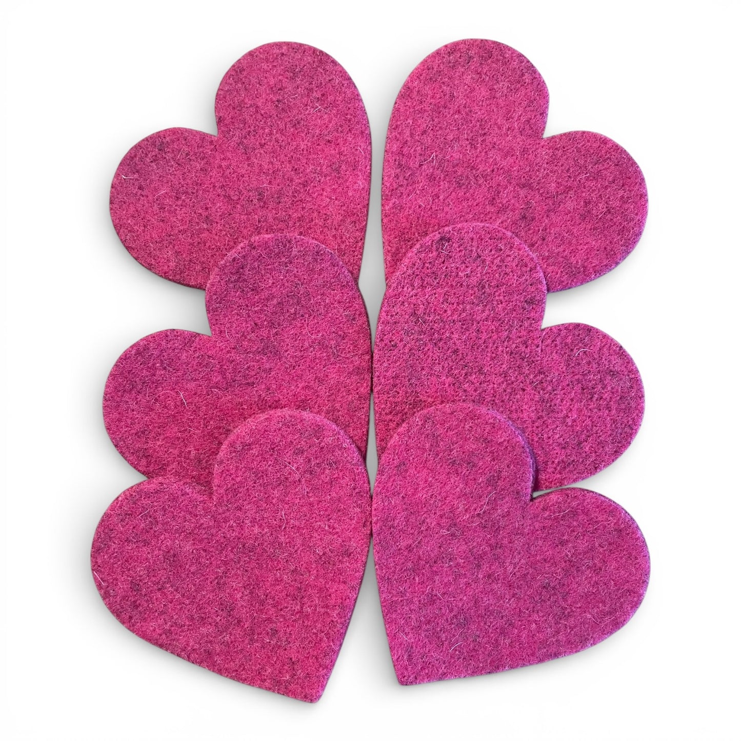 'Heart Holders' - 6 Wool Felt Heart Coasters