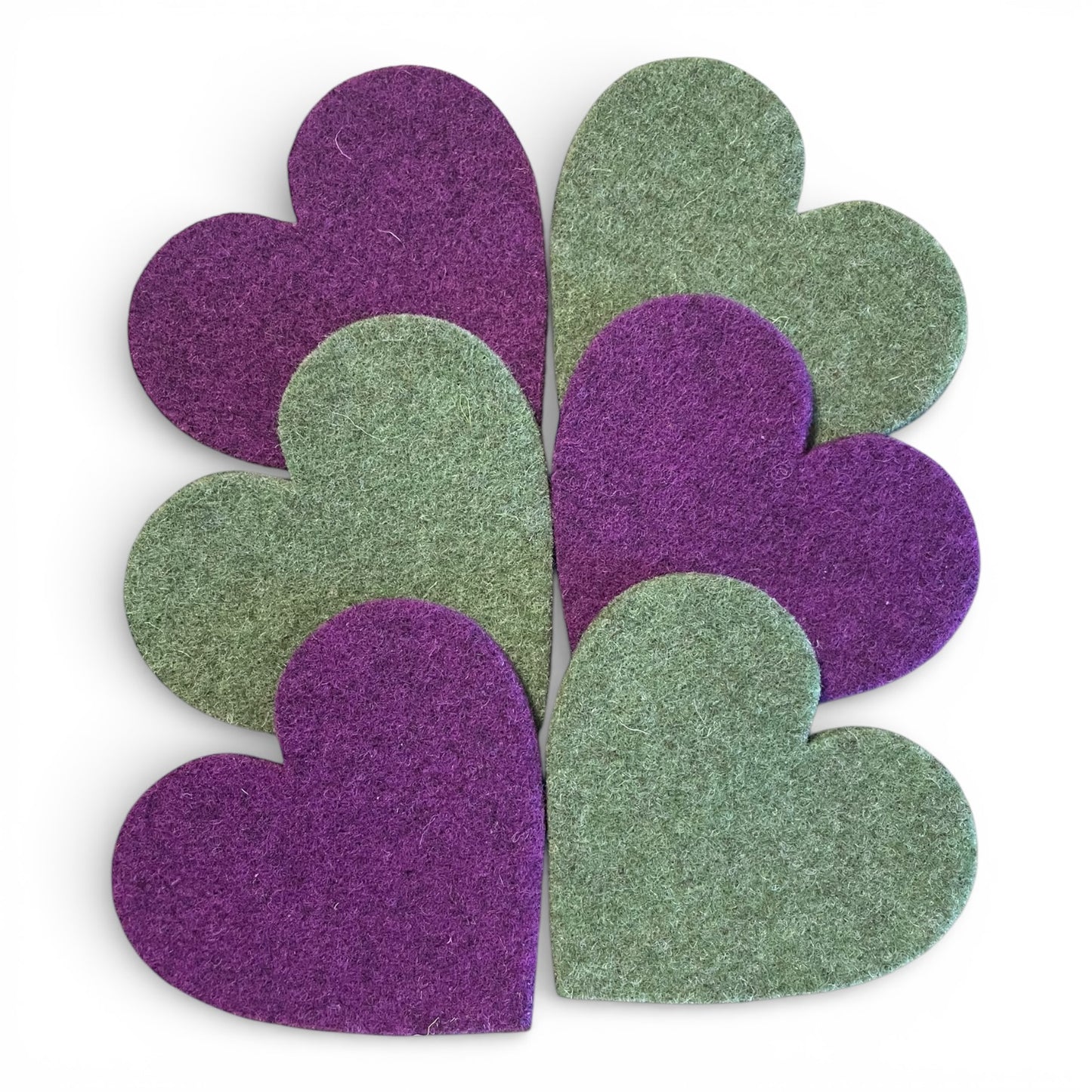 'Heart Holders' - 6 Wool Felt Heart Coasters
