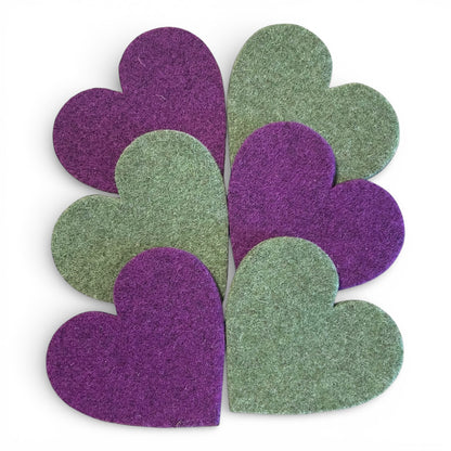 'Heart Holders' - 6 Wool Felt Heart Coasters