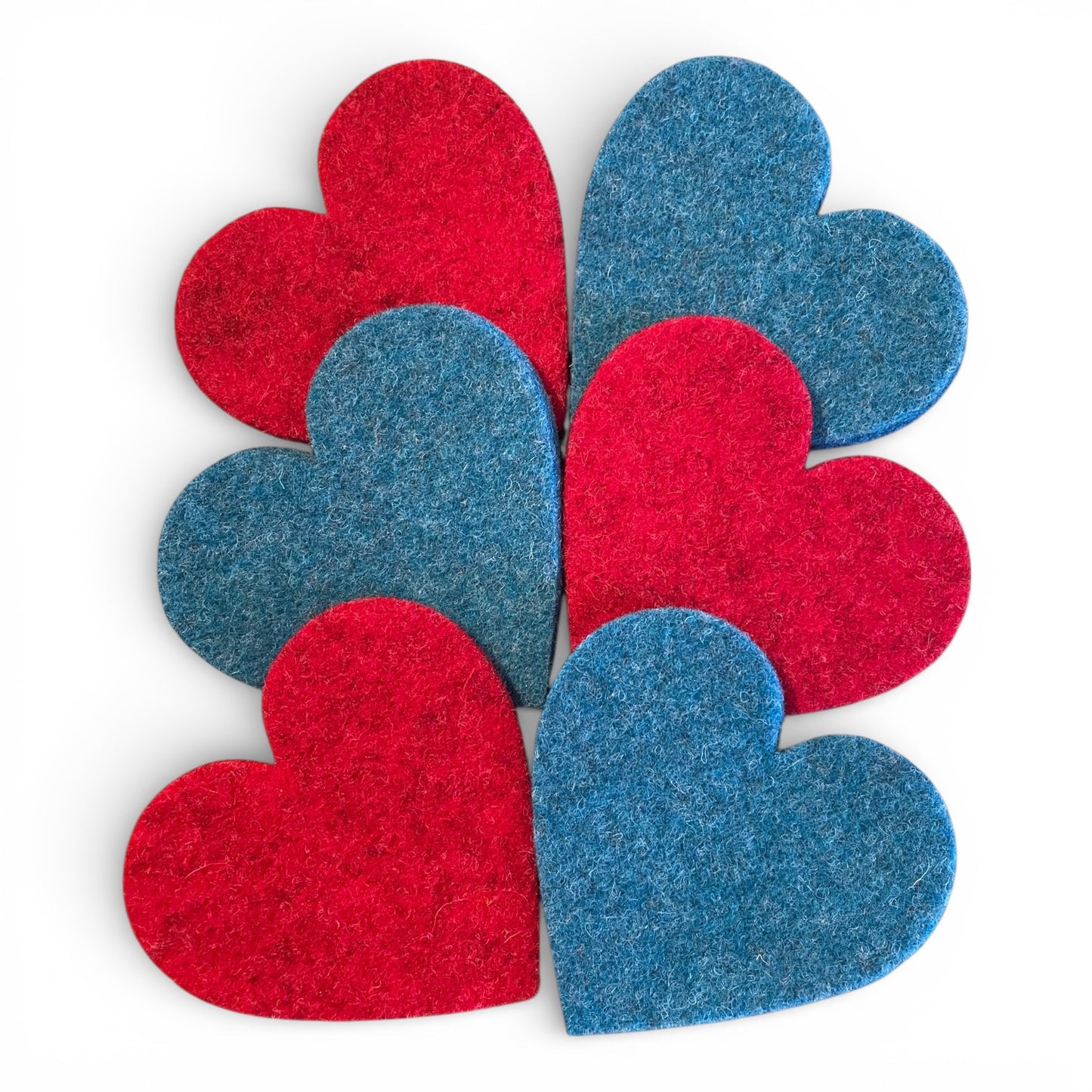 'Heart Holders' - 6 Wool Felt Heart Coasters