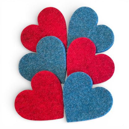 'Heart Holders' - 6 Wool Felt Heart Coasters