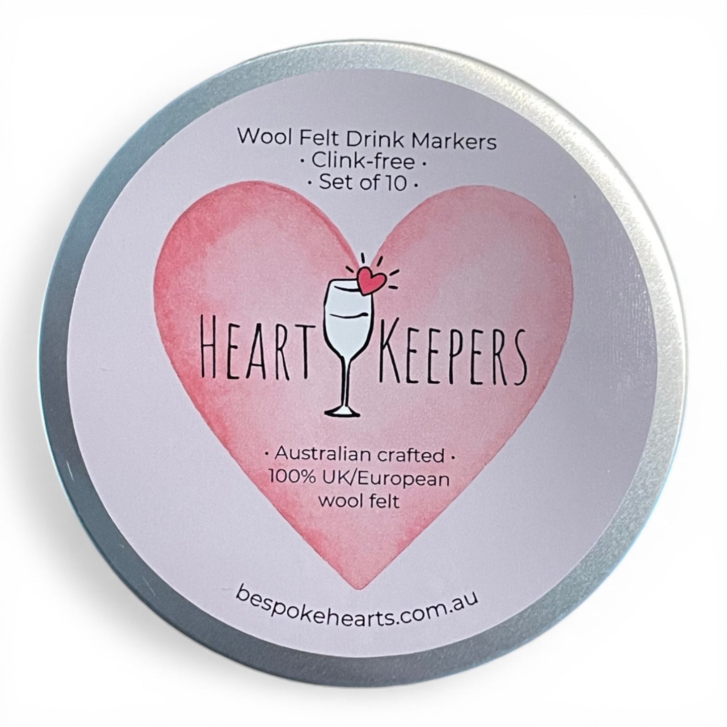 'Heart Keepers' - 10 Wool Felt Heart Drink Keepers