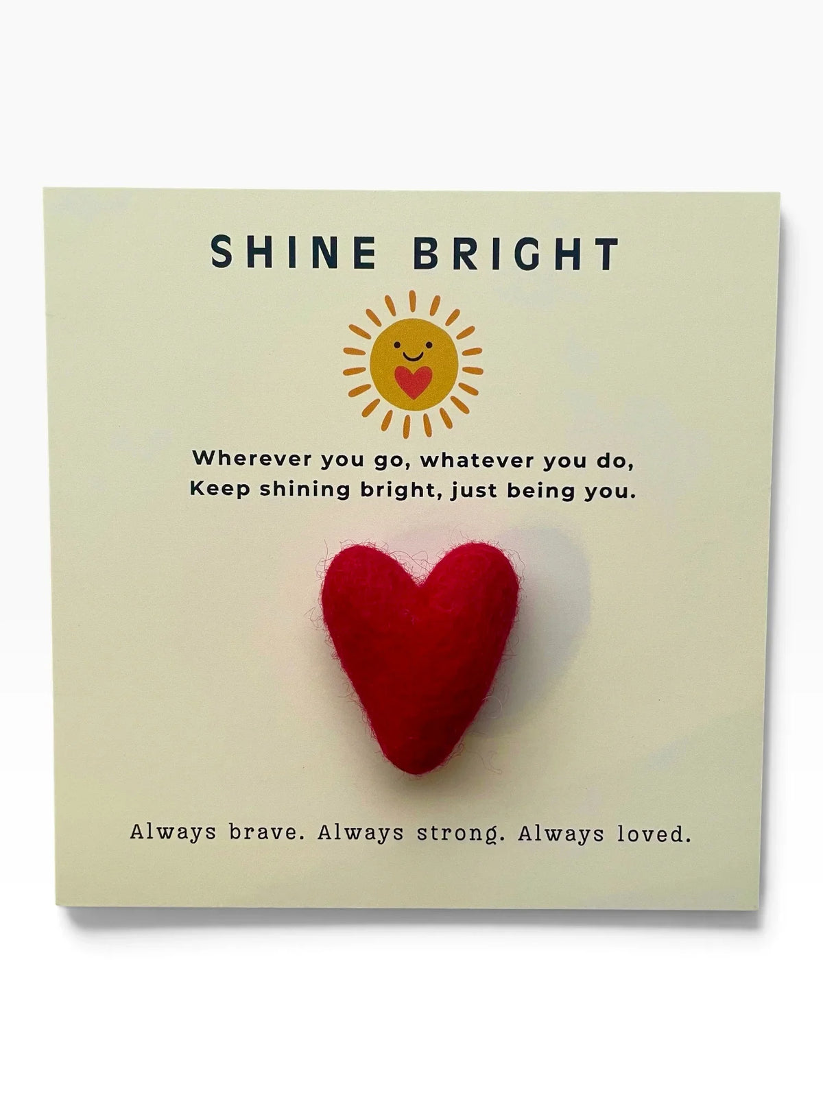 Bespoke Hearts Pocket Hug card with a small red felt heart and inspirational text.