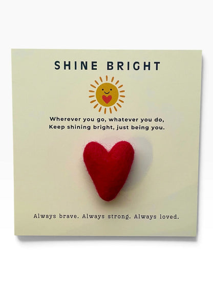 Bespoke Hearts Pocket Hug card with a small red felt heart and inspirational text.