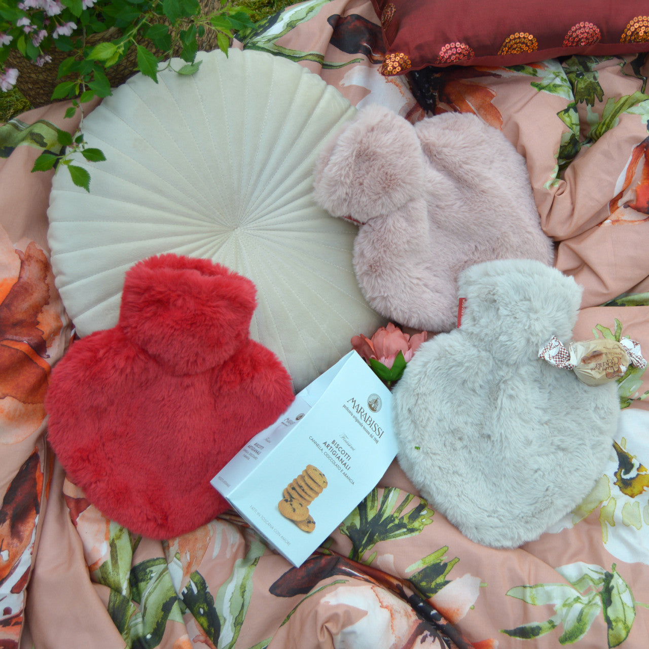 Heart Shaped Hot Water Bottle - Pink Rose