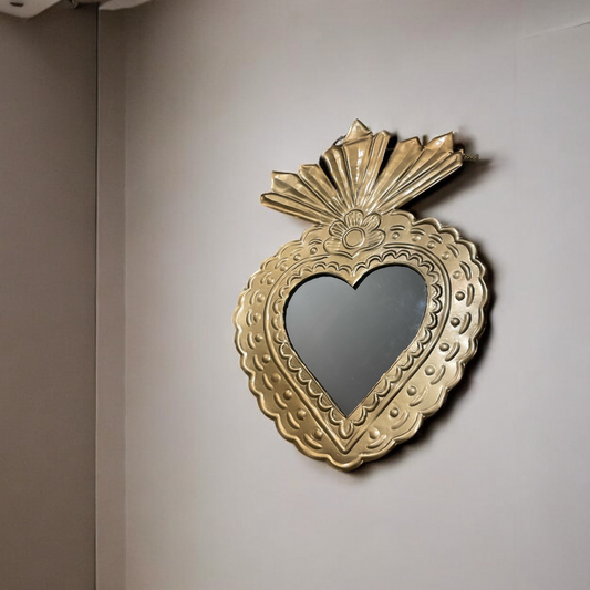 Heart Mirror Decor Antique Gold