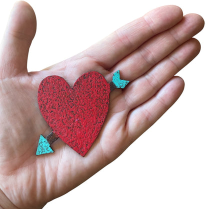 Recycled Retro Heart Magnets - Set of 5