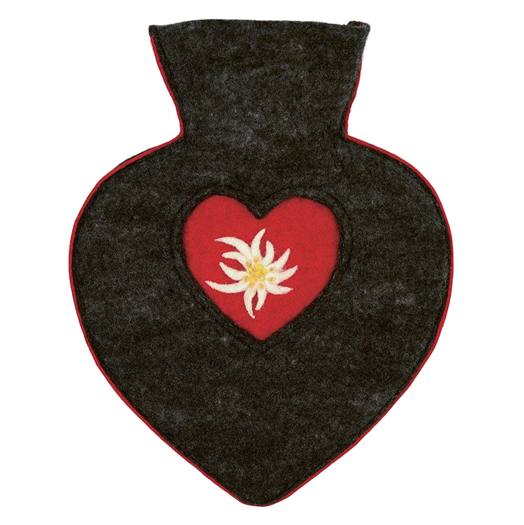 Edelweiss Heart Shaped Hot Water Bottle - Red