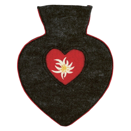 Edelweiss Heart Shaped Hot Water Bottle - Red