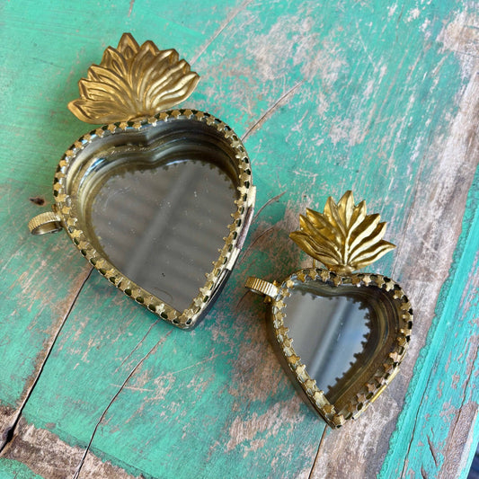 Gold and glass sacred heart boxes