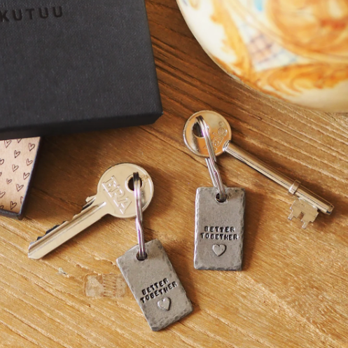 Couple's 'Better Together' Heart Keyrings Set