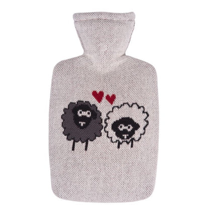 Sheep & Hearts Hot Water Bottle - Knitted