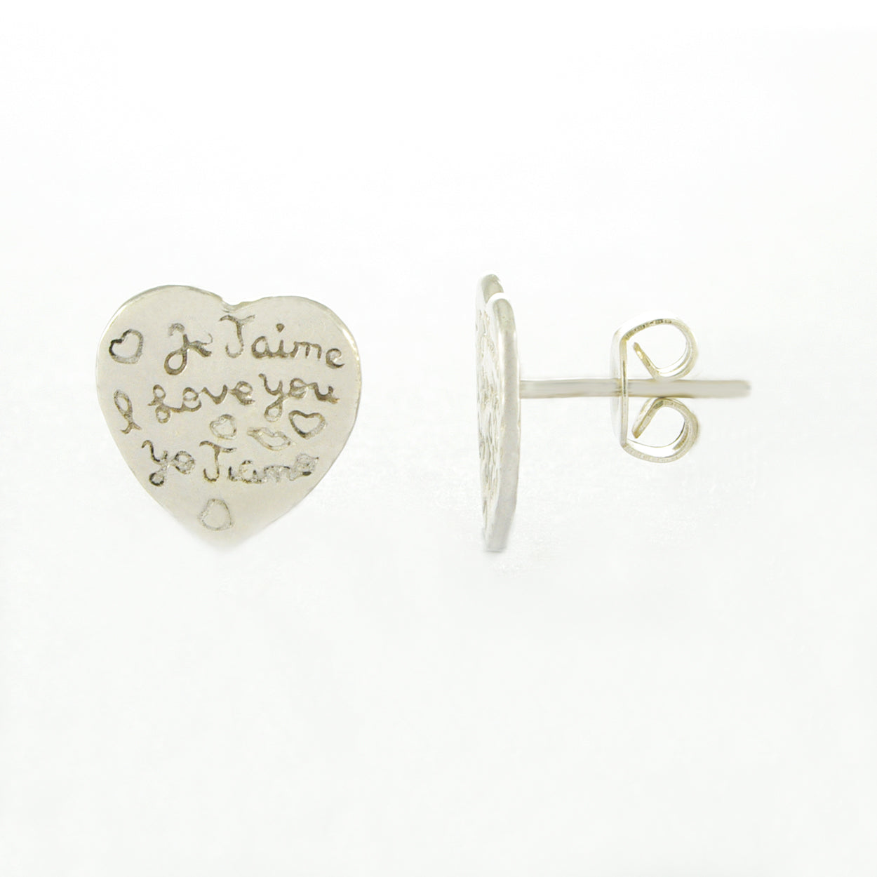 I Love You Heart Earrings Sterling Silver