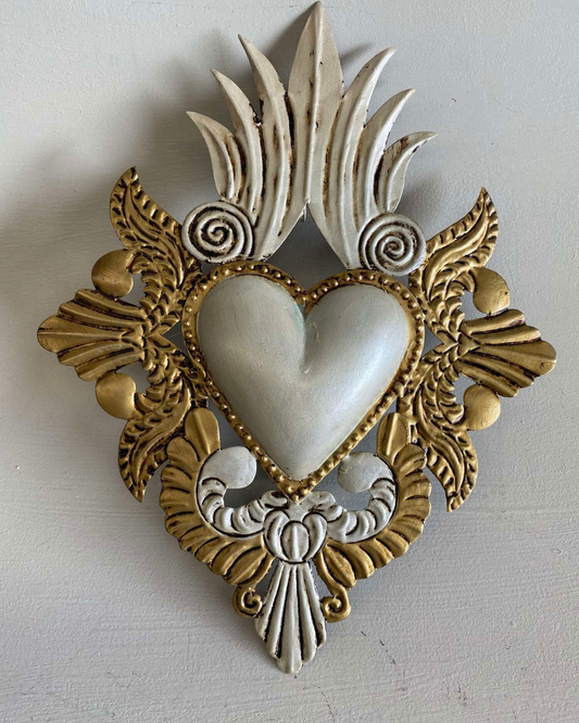 Mexican Sacred Heart Cream/Gold