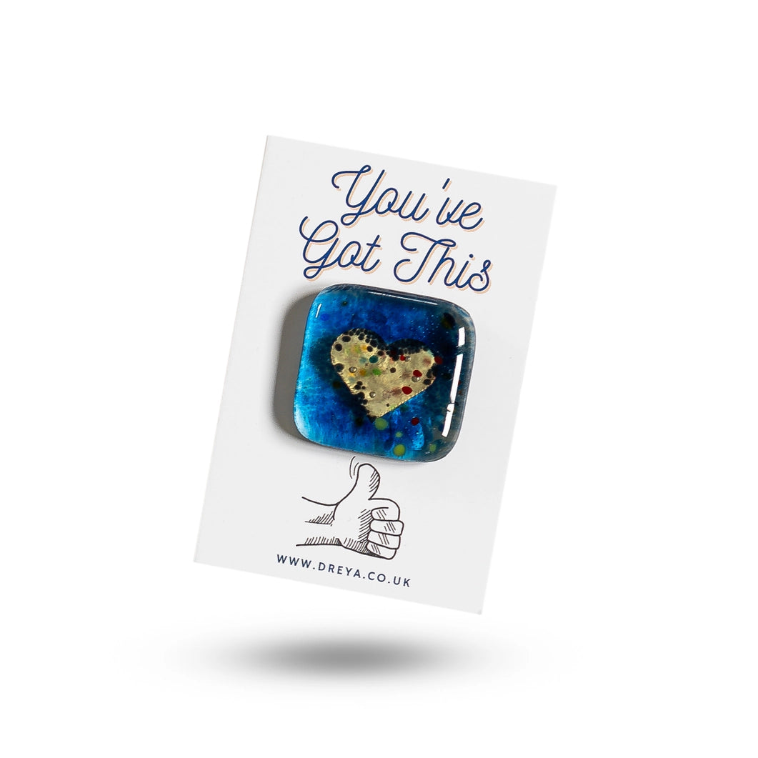 Glass Heart Pocket Charms