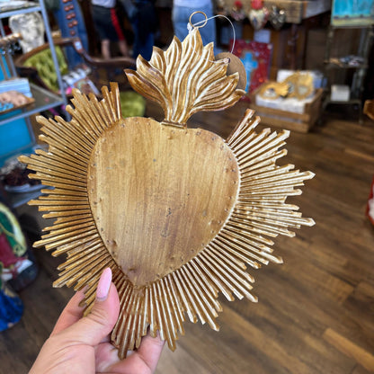 Bejewelled Rays Gold Sacred Heart Mirror